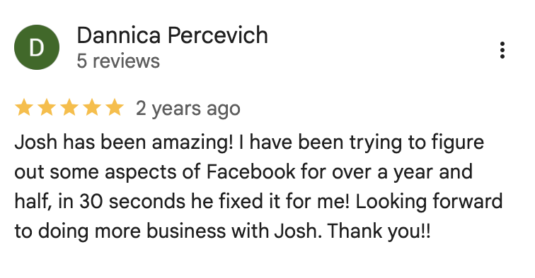 Dannica Percevich's 5 star Google review for Semc3 Marketing Agency
