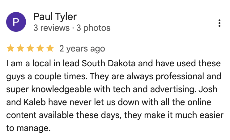 Paul Tyler's 5 star Google review for Semc3 Marketing Agency